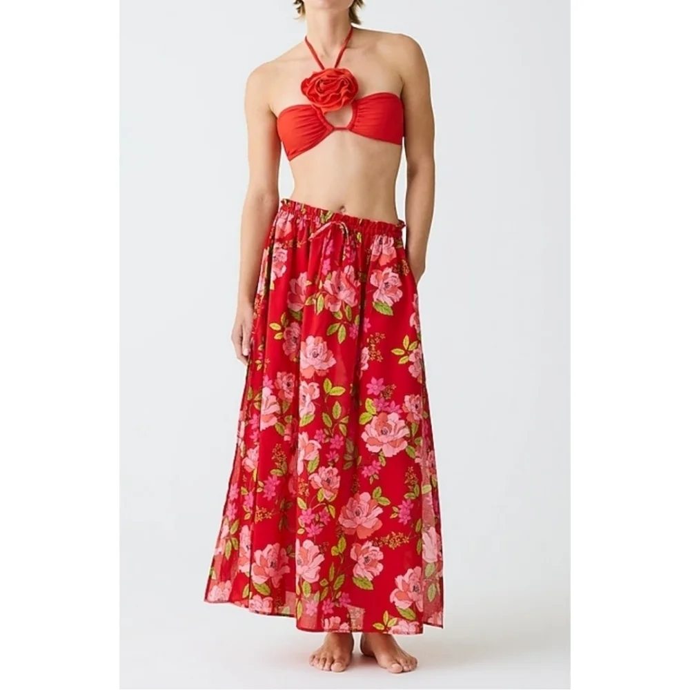 J.Crew Cotton voile maxi skirt in peony vines